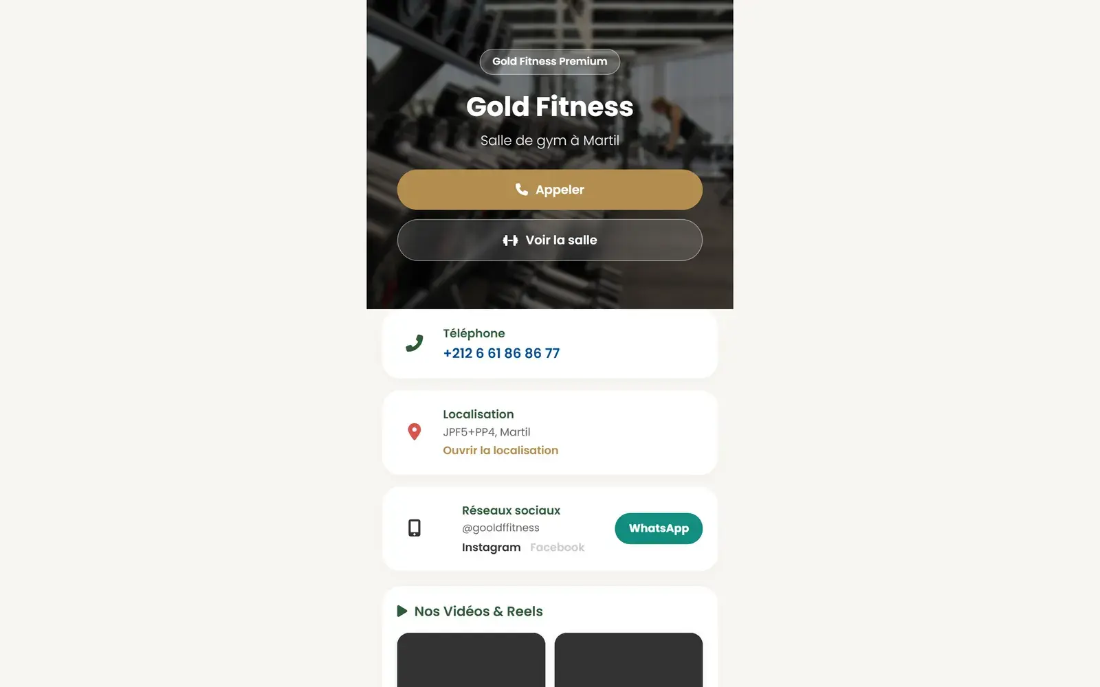 Aperçu du site Gold Fitness sur desktop et mobile